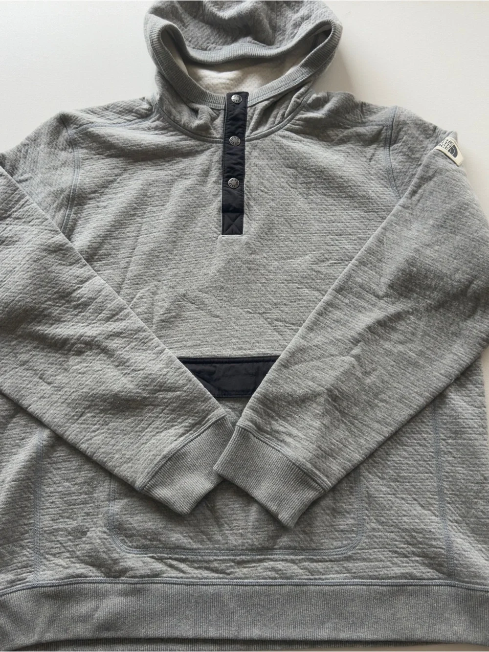 EUC Men's The North Face Heather Gray Fleece 3/4 Snap Up Pullover Size XL (KB9)